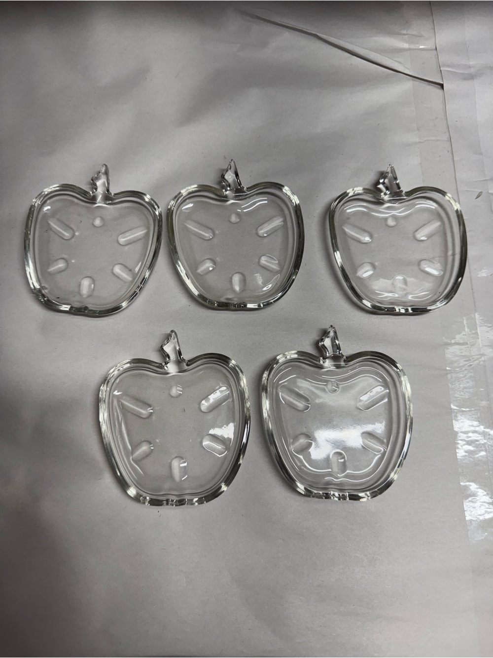 Clear Glass Apple Decorative Trays - Set of 5